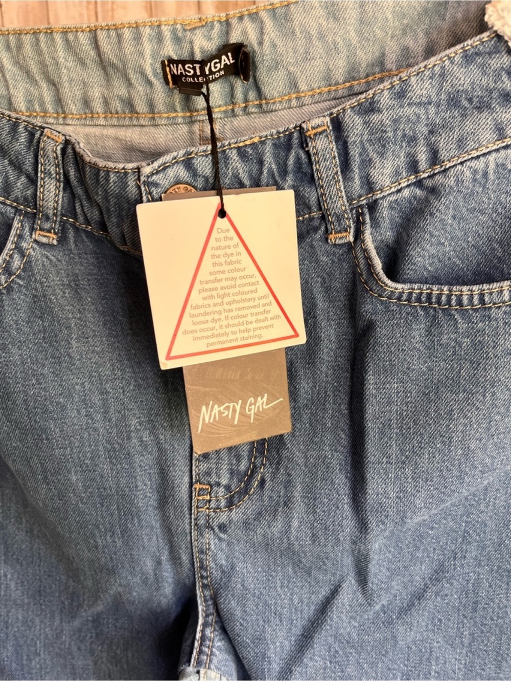NWT Nasty Gal Two Tone Frayed Seam High Rise Jeans Size 0 Y2K - Picture 4 of 5